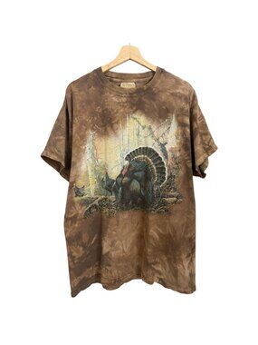 Vintage The Mountain Turkey Wildlife Graphic Tshirt Tie Dye Brown L